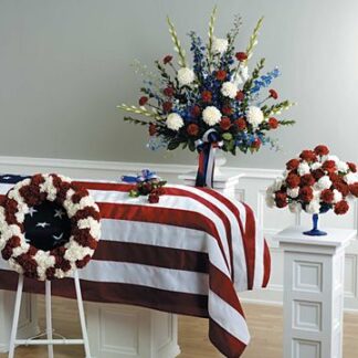 Red & White Patriotic funeral arrangements