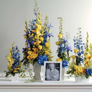 Blue & Yellow Memorial Arrangement