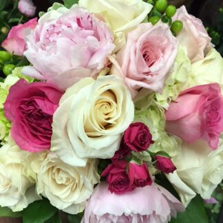 Bridesmaid pink peony with accents