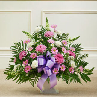 Tribute Lavender & White Floor Basket Arrangement