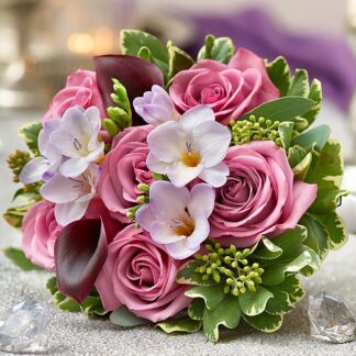 Purple Elegance Rose and Mini Calla Lily Bouquet