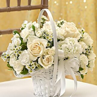 All White Flower Girl Arrangement