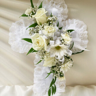 White Satin Cross Casket Pillow