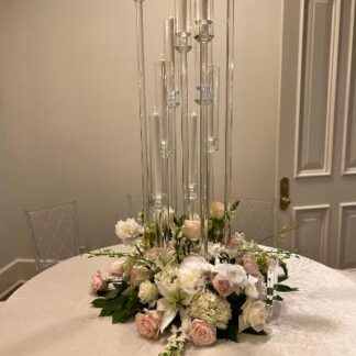 Crystal Candle and floral Centerpiece