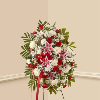 Red Rose and Lily Standing Spray