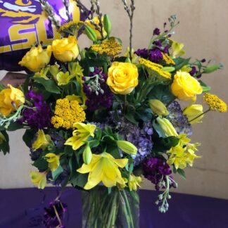 LSU purple and gold in cylinder